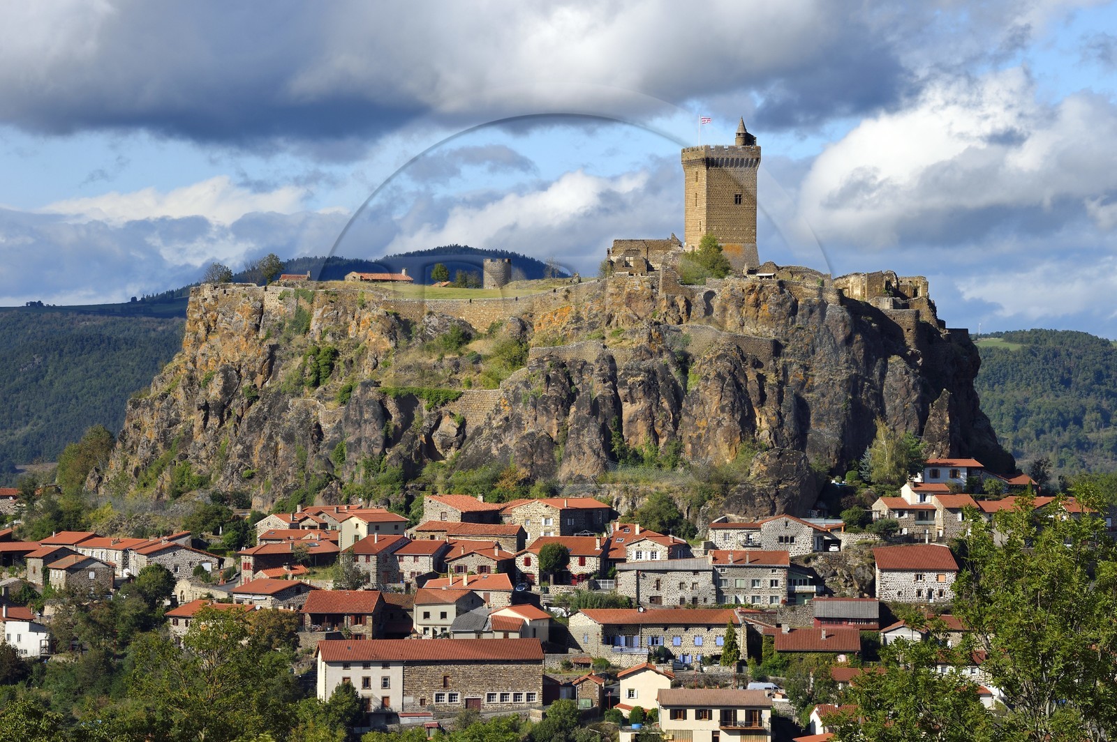 France, Haute-Loire (43), Polignac, Chateau de Polignac, forteresse du XIe siècle sur un plateau basaltique