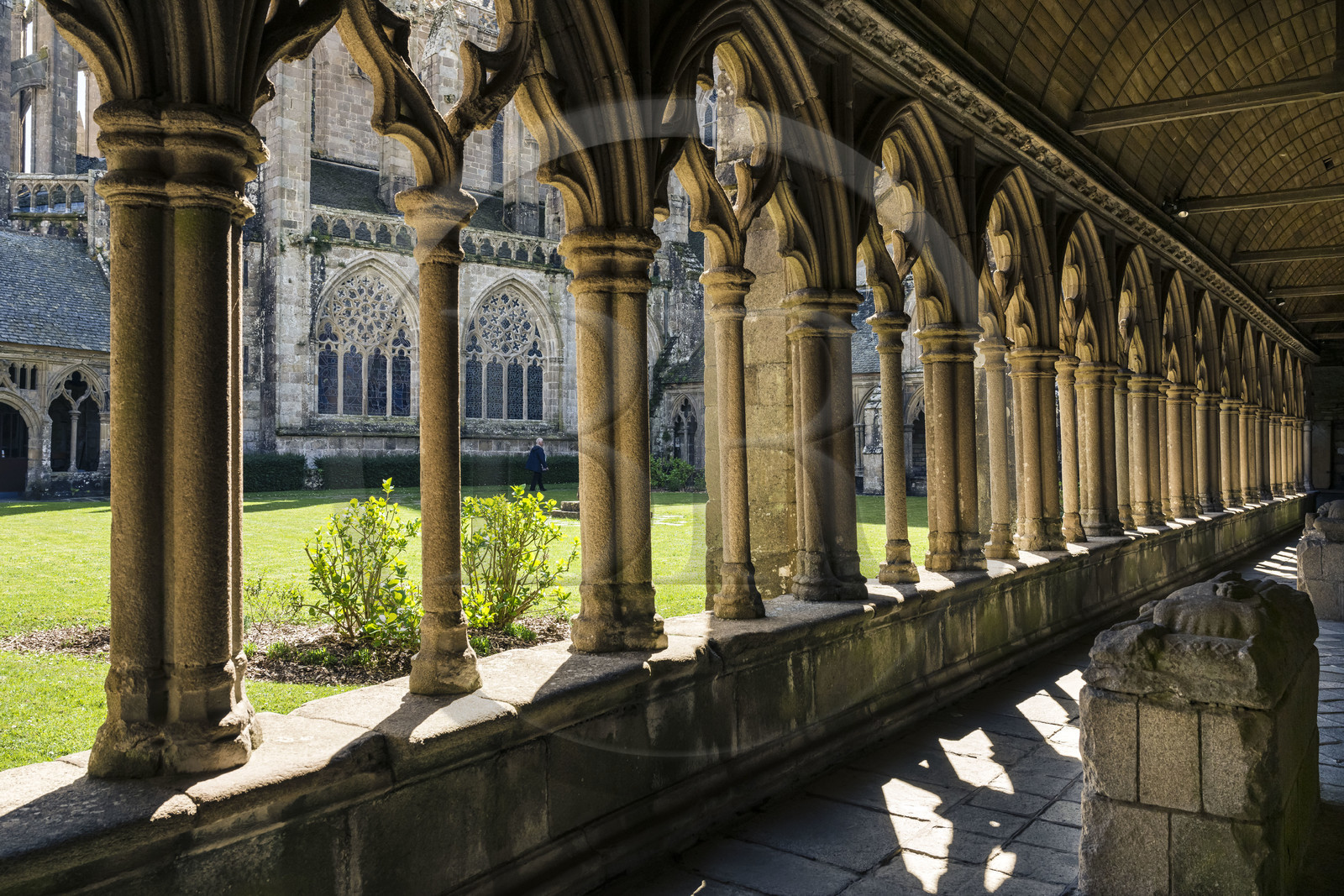 France, Côtes-d'Armor, Tréguier, Saint Tugdual Cathedral, the Flamboyant Gothic style cloister from 1461