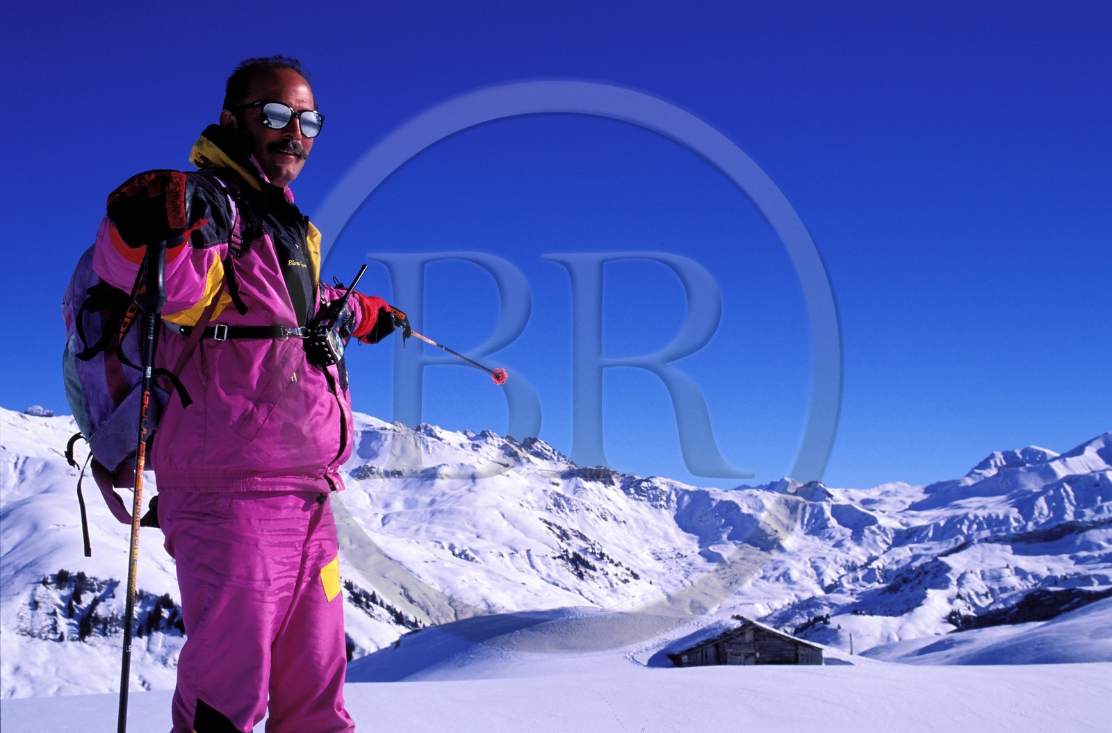 France, Savoie, Serge Blanc Gonnet, ski run supervisor in winter and farmer in summer, shows his summer châlet on the ski slopes of the Beaufortin