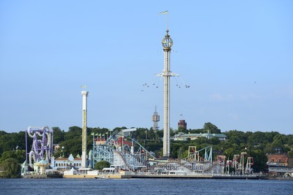 Sweden, Stockholm, Djurgarden, Gröna Lund amusement park, chair swing ride