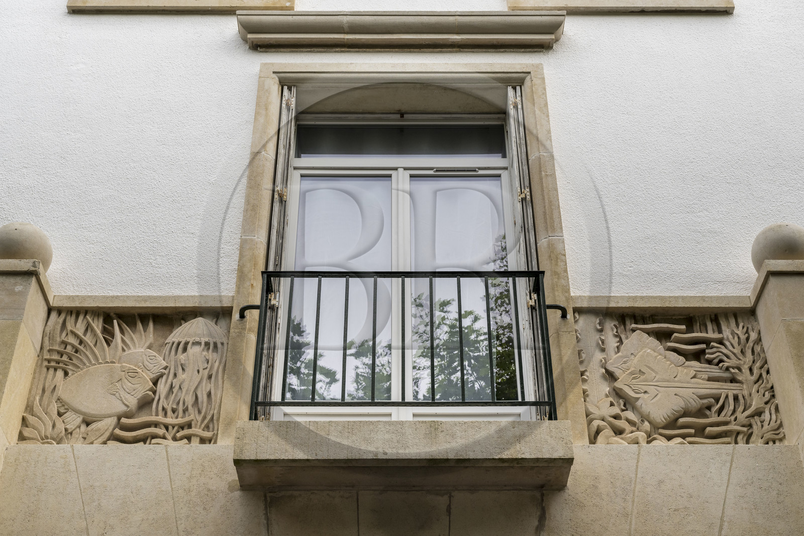 France, Charente-Maritime, Royan, bas-relief representing the seabed decorating the buildings Ilot 1 - 2 - 3 - 4 (1956) by architects Claude Ferret, André Morisseau and Louis Simon on Boulevard Aristide Briand