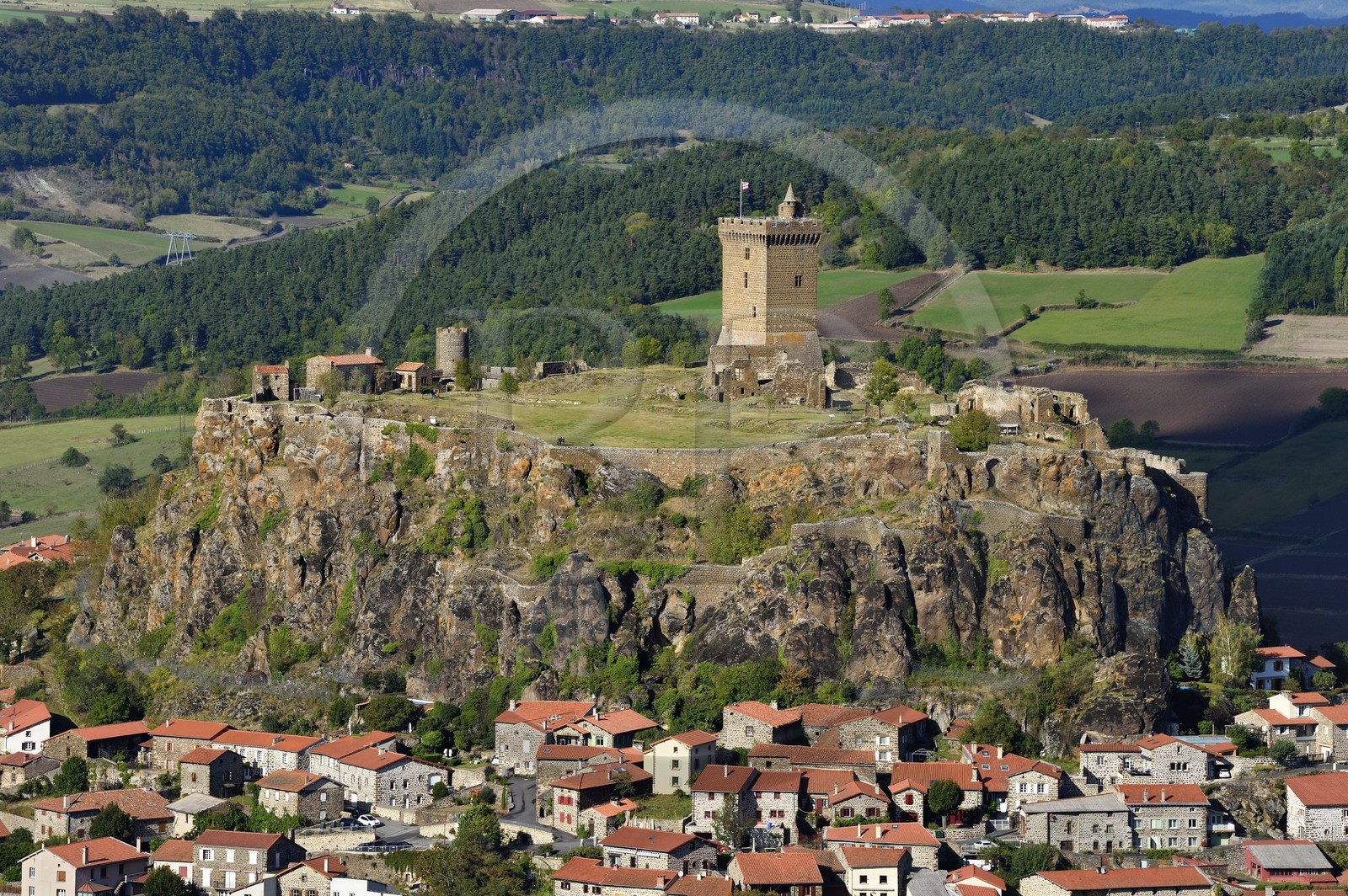 France, Haute-Loire (43), Polignac, Chateau de Polignac, forteresse du XIe siècle sur un plateau basaltique