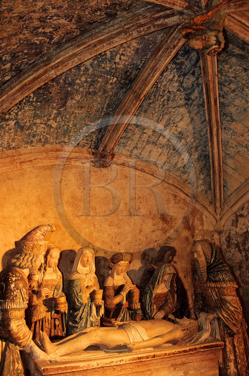 France, Mayenne, Evron region, Rainsouin chapel, entombment of the Christ