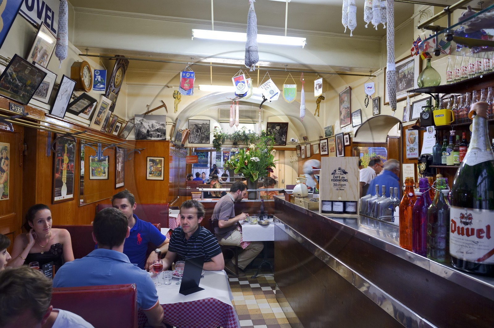 France, Rhône (69), Lyon, site historique classé Patrimoine Mondial de l'UNESCO, bouchon lyonnais le Café des Fédérations rue Major Martin