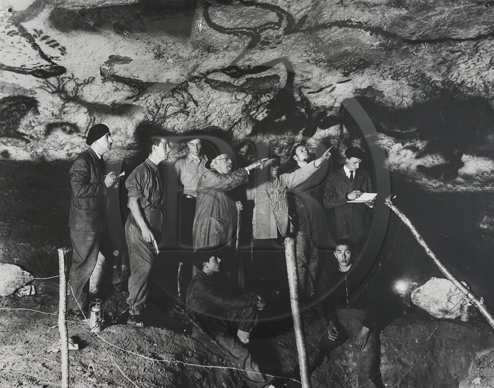 France, Dordogne, Perigord Noir, Vezere Valley, Montignac sur Vezere, Lascaux caves, photograph from 1940 (© CNP - MCC-DRAC) of the finders of the prehistoric site and decorated cave listed as World Heritage by UNESCO
