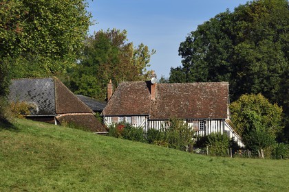 France, Calvados (14), Pays d'Auge, Coupesarte, maison à pans de bois normande