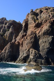 France, Corse du Sud, Golfe de Porto, listed as World Heritage by UNESCO, Scandola Nature Reserve, shaped basalt organs volcanic formations