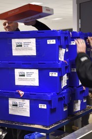 Norway, Svalbard, Spitzbergen, Longyearbyen, Svalbard Global Seed Vault (Seed Bank), sealed boxes containing seeds from the USDA in the United States