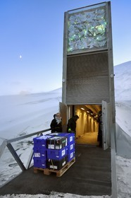 Norway, Svalbard, Spitzbergen, Longyearbyen, Svalbard Global Seed Vault (Seed Bank) provides a safety back-up for existing genebank collections, seed delivery by NordGen