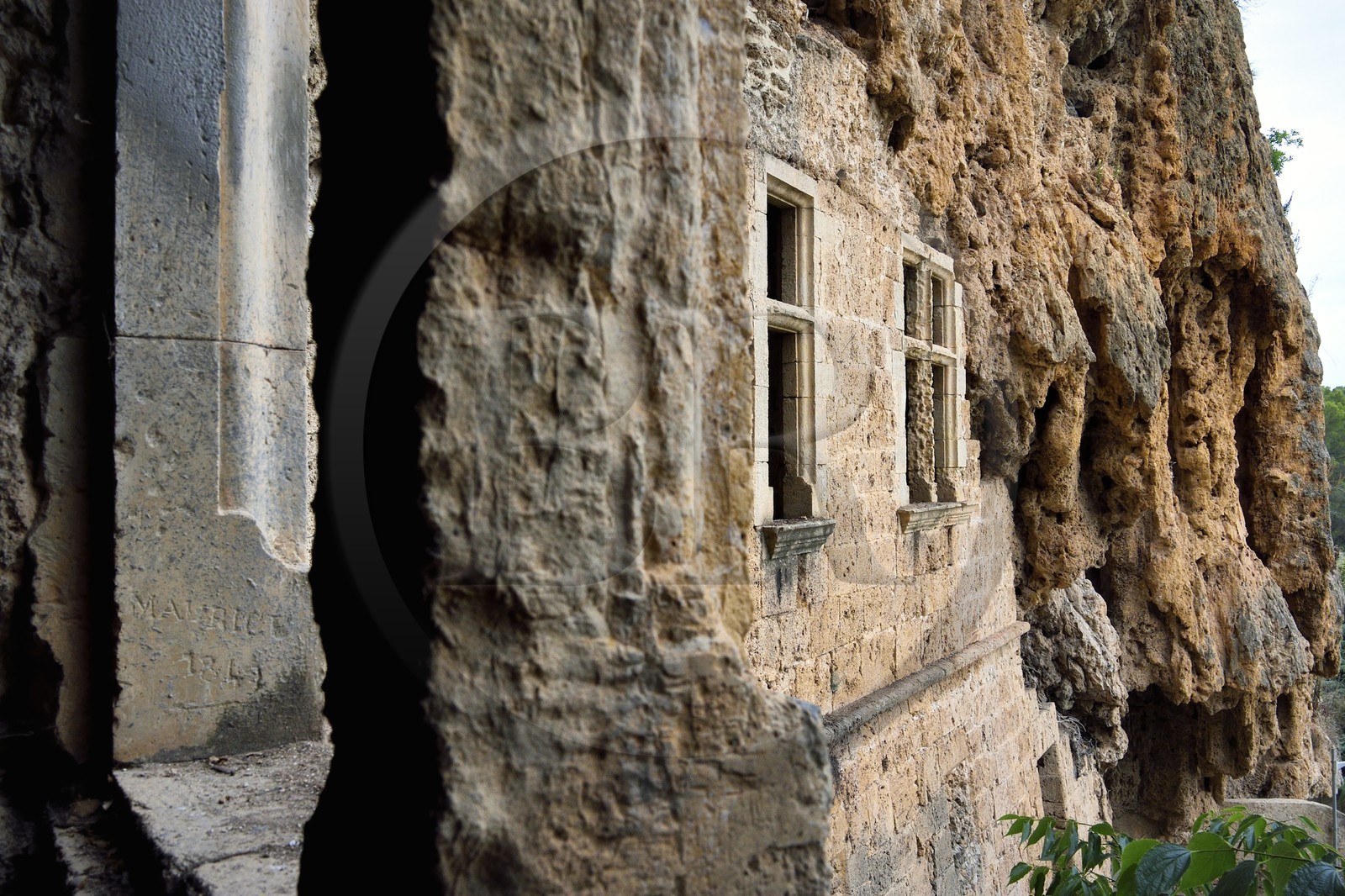 France, Var, Villecroze, the troglodyte caves with their mullioned windows