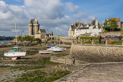 France, Ille et Vilaine, Cote d'Emeraude (Emerald Coast), Saint Malo, Saint-Servan district, the port and the Solidor Tower built in 1382, Cap-Hornier Long-Course International Museum