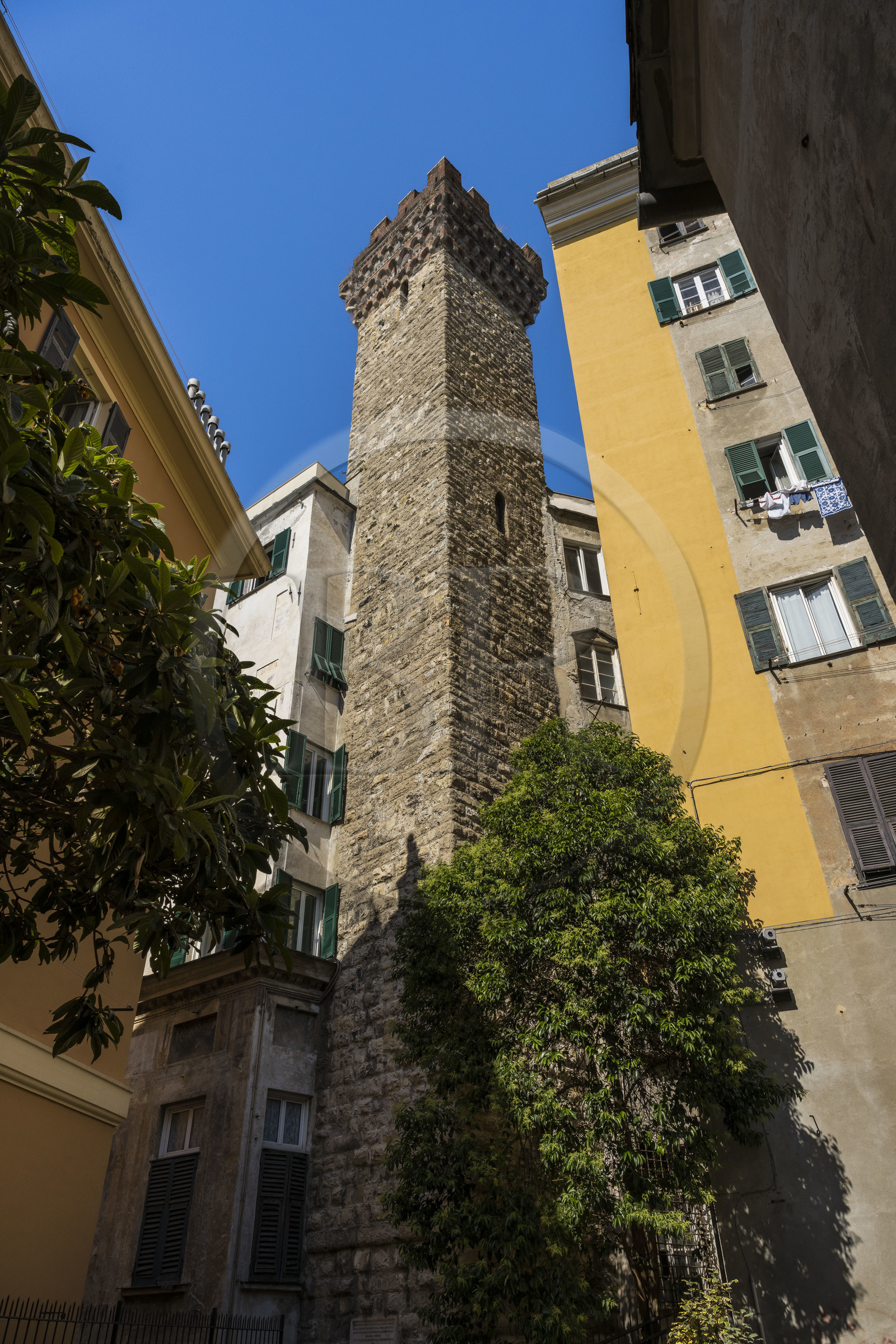 Italy, Liguria, Genoa, the Torre degli Embriaci, a 12th century medieval tower 41 meters high