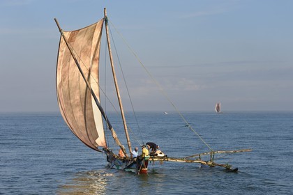 Sri Lanka, Western Province, Negombo, traditional fishing on catamarans