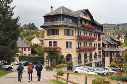 France, Haut Rhin, Thannenkirch, hiking in the Taennchel massif, hotel Le Clos de Sources