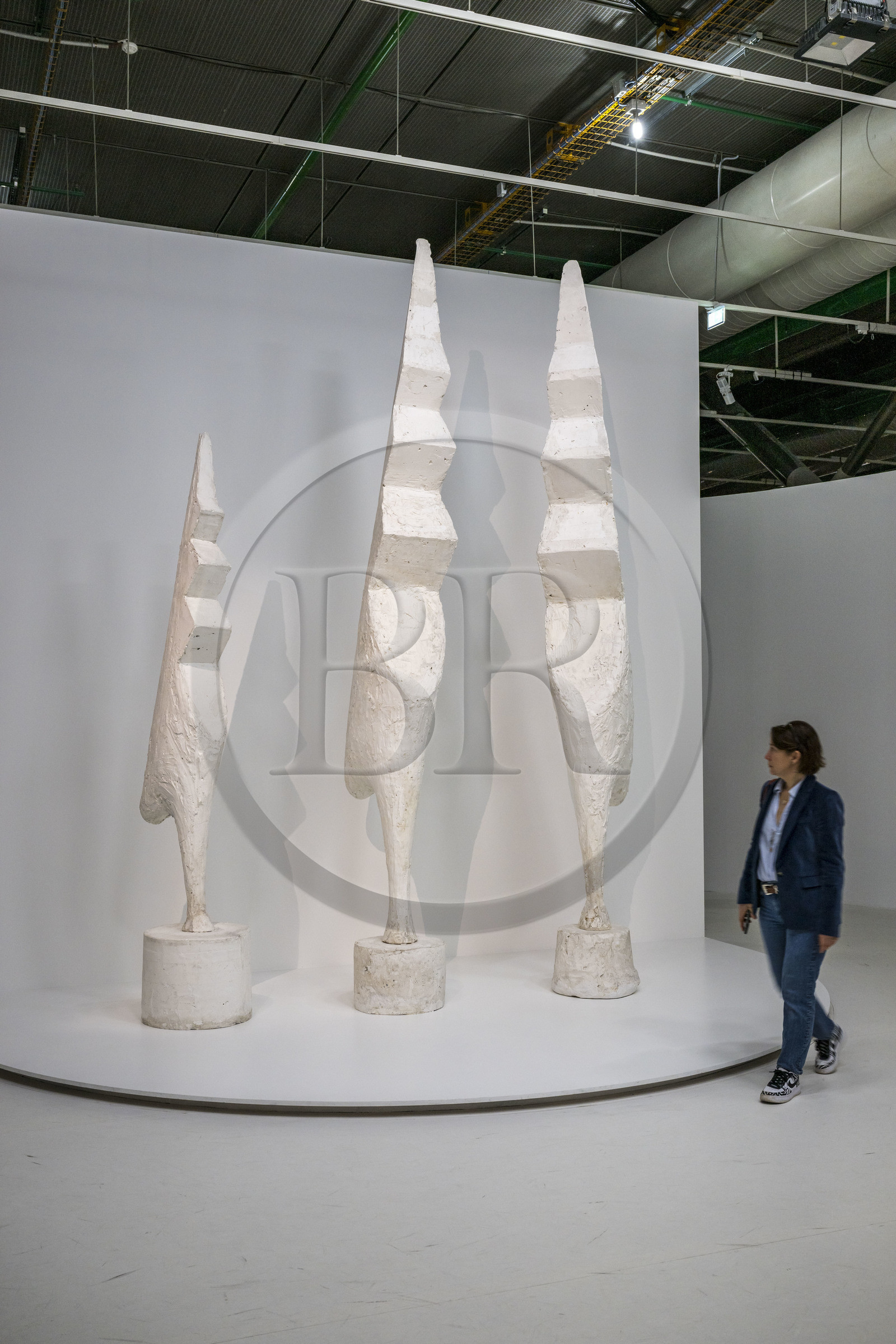 France, Paris (75), quartier des Halles, le Centre Pompidou aussi apellé Beaubourg, Musée National d'Art Moderne (MNAM), exposition retrospective Brancusi, Grand Coq I, 1924, Grand Coq II, 1930 et Grand Coq III, 1930-34, platre