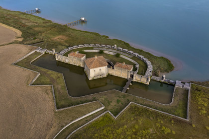 France, Charente Maritime, Saint Nazaire sur Charente, Fort Lupin on Charente River banks built by Vauban (aerial view)