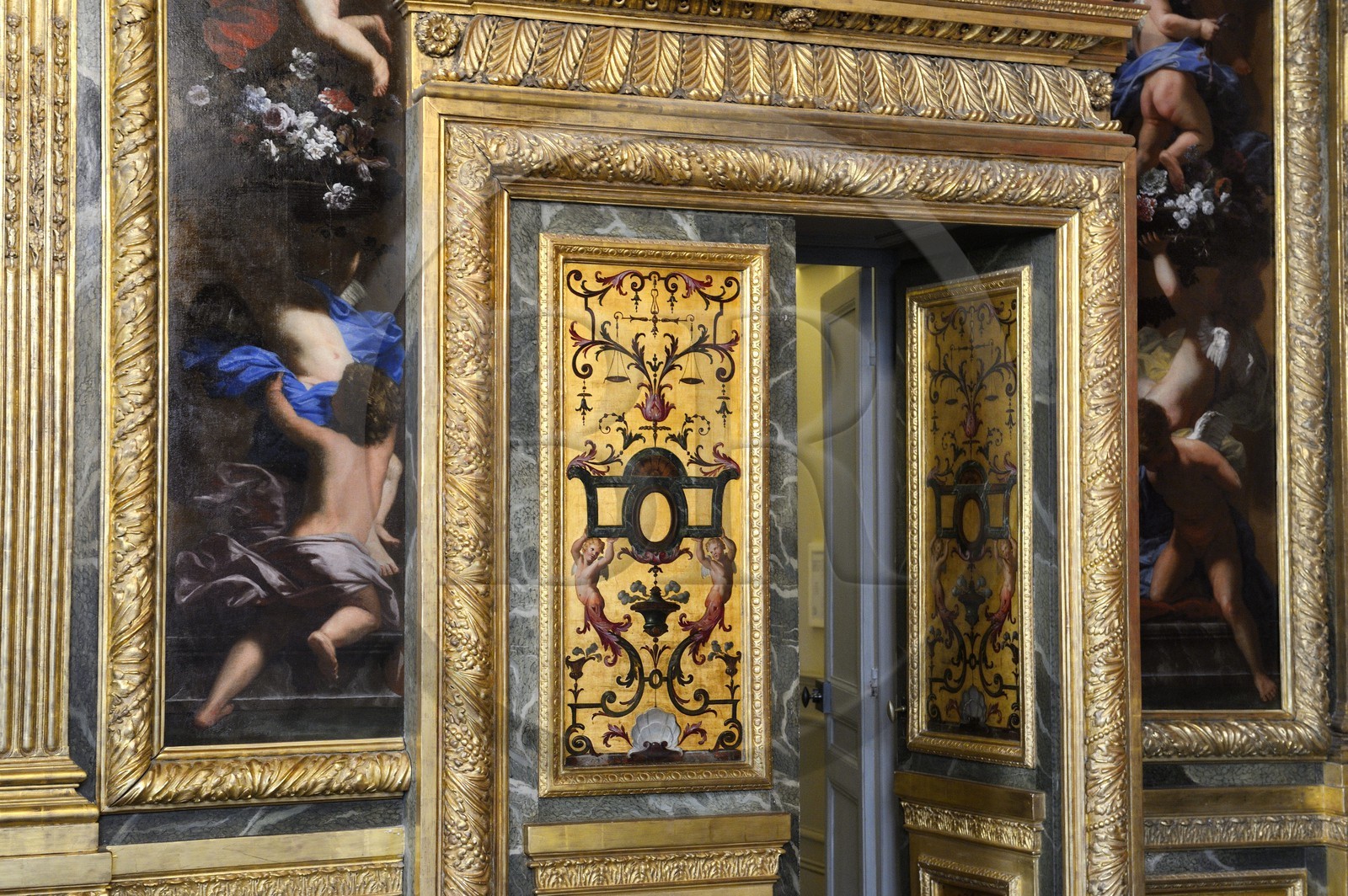 France, Ille-et-Vilaine (35), Rennes, le Palais du parlement de Bretagne aujourd'hui cour d'appel de Rennes, porte de la Salle du conseil de la Grand’Chambre