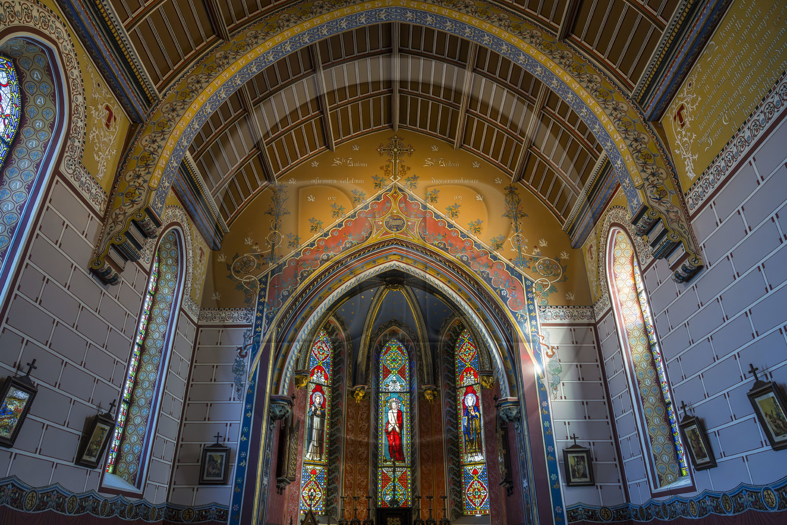 France, Pyrénées-Atlantiques (64), la côte du Pays-Basque, Hendaye, chateau d'Abbadia construit en 1870 par Eugène Viollet-le-Duc pour Antoine d'Abbadie d'Arrast, la chapelle