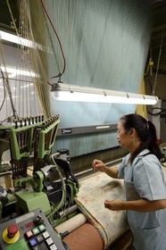 France, Rhône (69), Lyon, quartier de la Croix-Rousse, Manufacture de soieries Prelle, métier à tisser mécaniques