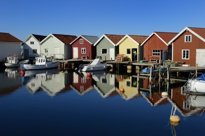 Suède, Västra Götaland, Iles Koster, Sydkoster, port de pêche de Brevik