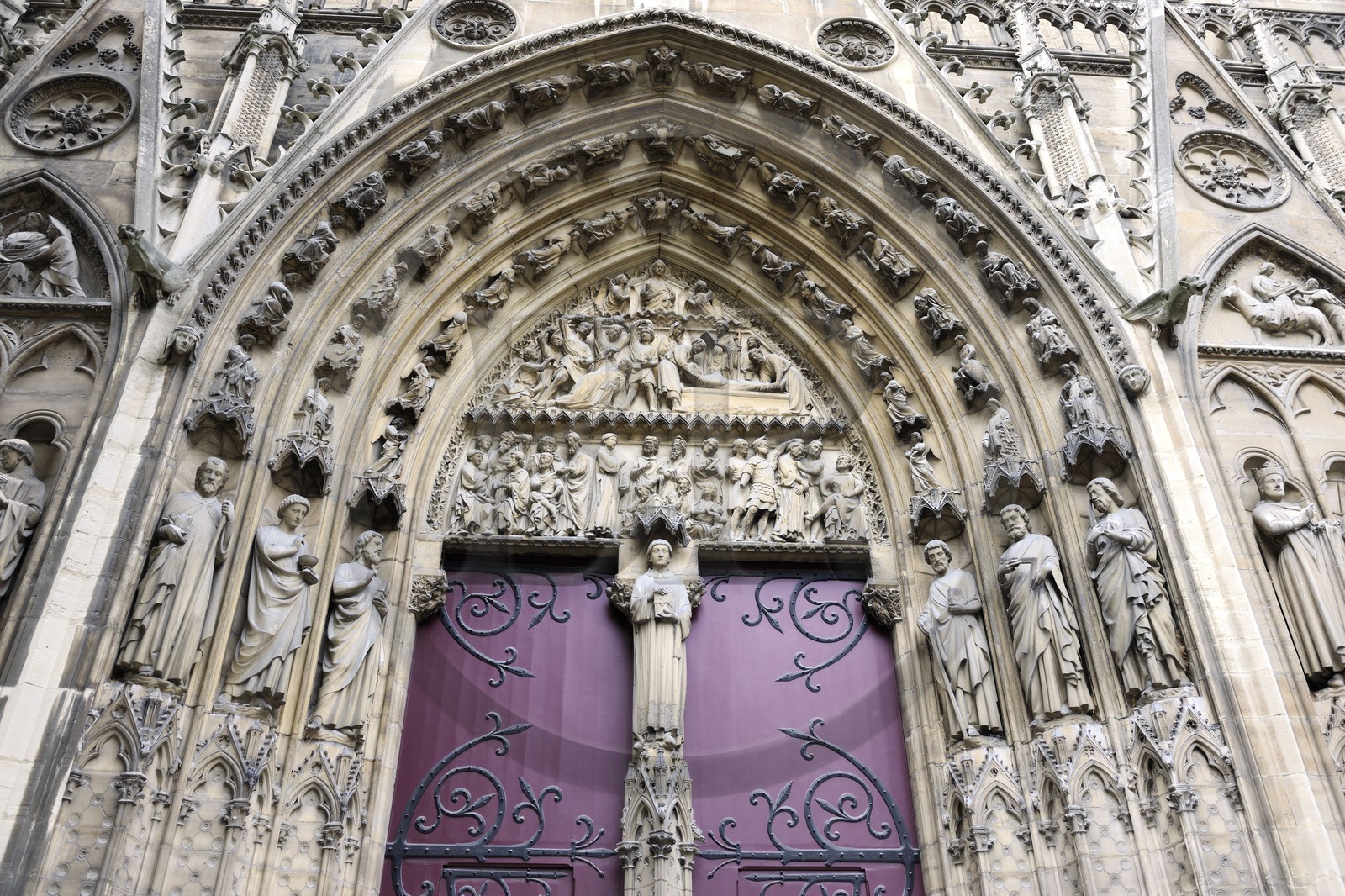 France, Paris (75), île de la Cité, la cathédrale Notre-Dame, portail sud