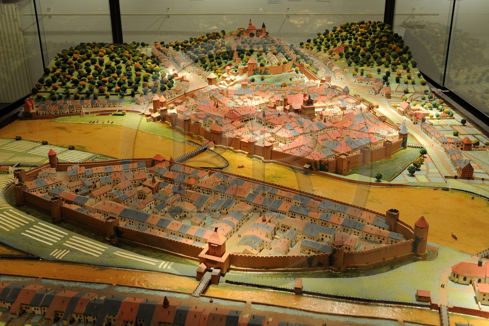 France, Vosges, Epinal, Musee historique et archeologique du Chapitre (Chapitre's Historical and Archeological Museum), model representing the city as it used to be around four centuries ago