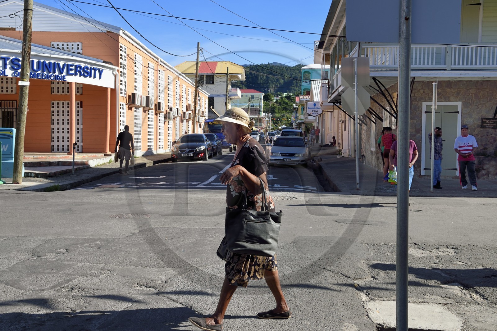 Caribbean, Dominica Island, the capital city Roseau, French Quarter, on the main street Great George Street