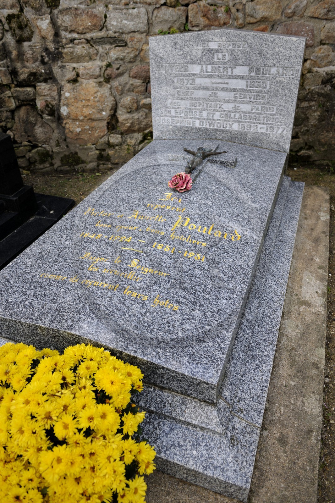 France, Manche, Mont Saint Michel, listed as World Heritage by UNESCO, tomb of Mère Poulard at the cemetery