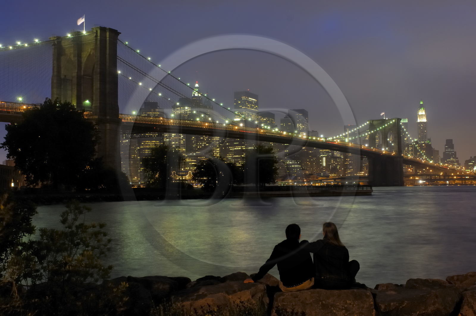 Etats-Unis, New York, Manhattan, le Pont de Brooklyn et le sud de Manhattan