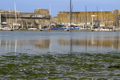 France, Morbihan, Lorient, the port of Lorient La Base in the former submarine base built by the Germans, it is designed and equipped to accommodate nautical professionals, nautical events and large units such as monohulls and multihulls of the Offshore racing