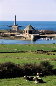 France, Manche (50), Cotentin, Cap de la Hague, phare et port de Goury