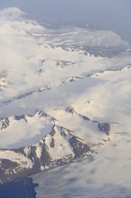 Norway, Svalbard, glacier in the southern region of Spitsbergen (aerial view)