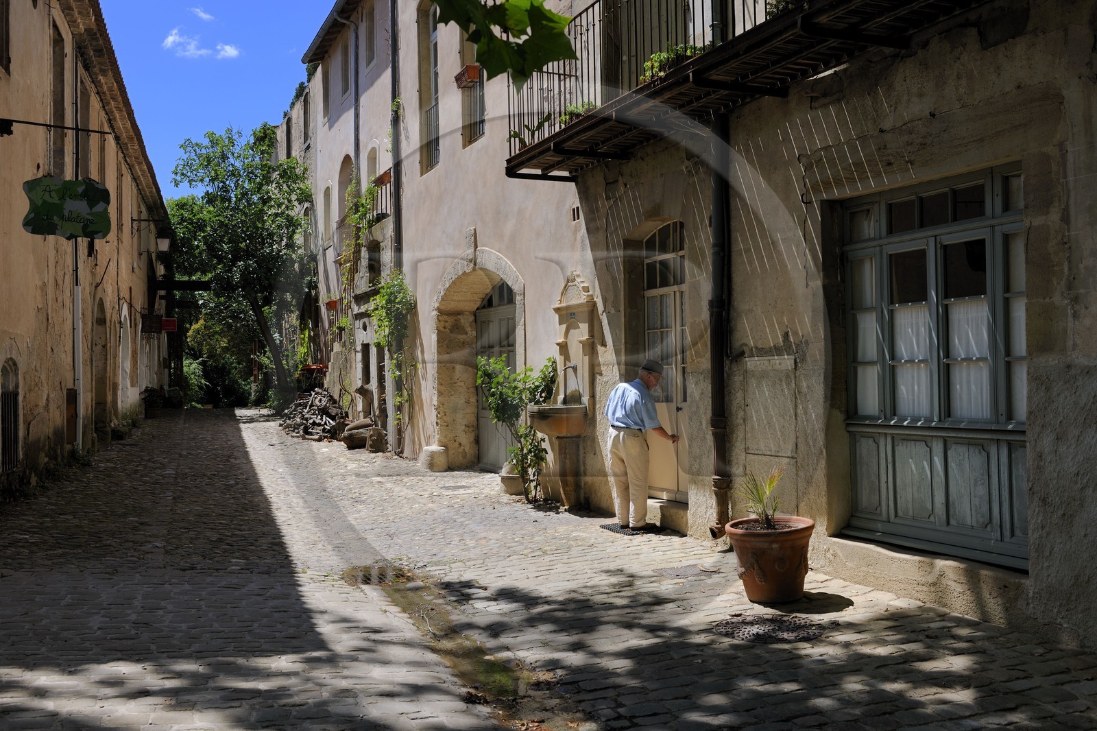 France, Herault, Villeneuvette, former Royal factory, the main street and its 17th century buildings