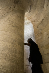 France, Gard, Saint Gilles du Gard, 12th-13th century Abbey Church of Saint-Gilles, classified as World Heritage by UNESCO under the routes to Santiago de Compostela in France, ruins of the old choir of the church, the former spiral staircase