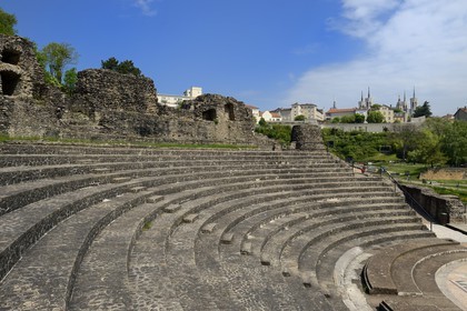 France, Rhône (69), Lyon, site historique classé Patrimoine Mondial de l'UNESCO, colline de Fourvière, théâtre romain, l'Odéon