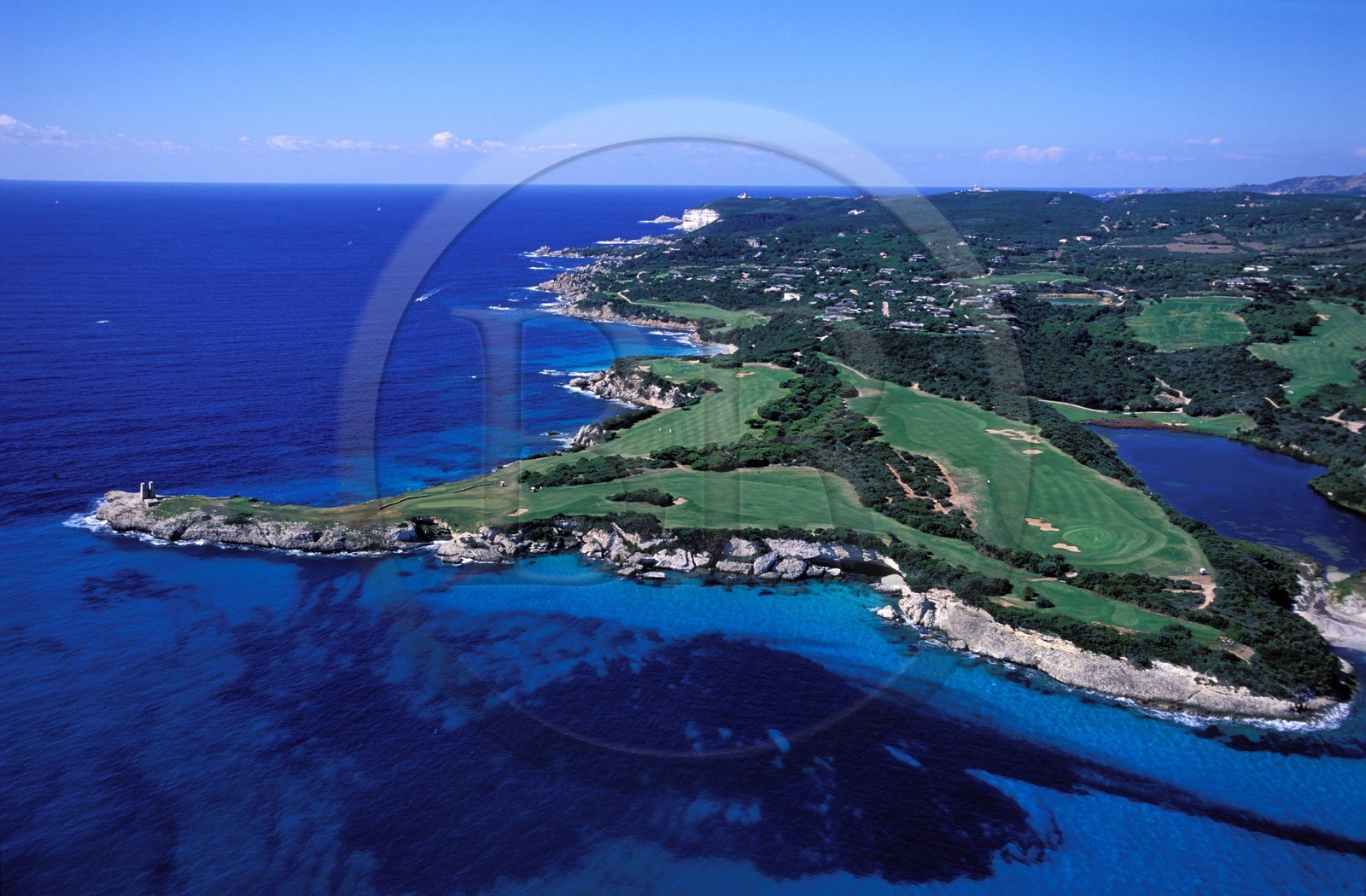 France, Corse du Sud, headland and the Gulf of Sperone (aerial view)