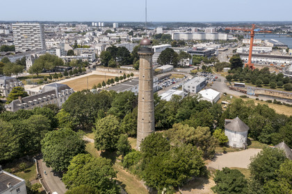 France, Morbihan, Lorient, the Enclos du port, tour de la découverte (the Discovery Tower) (aerial view)