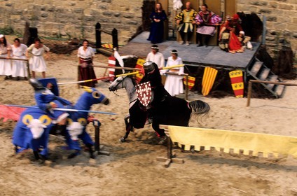 France, Aude (11), Carcassonne, reconstitution d'une joute de chevalier