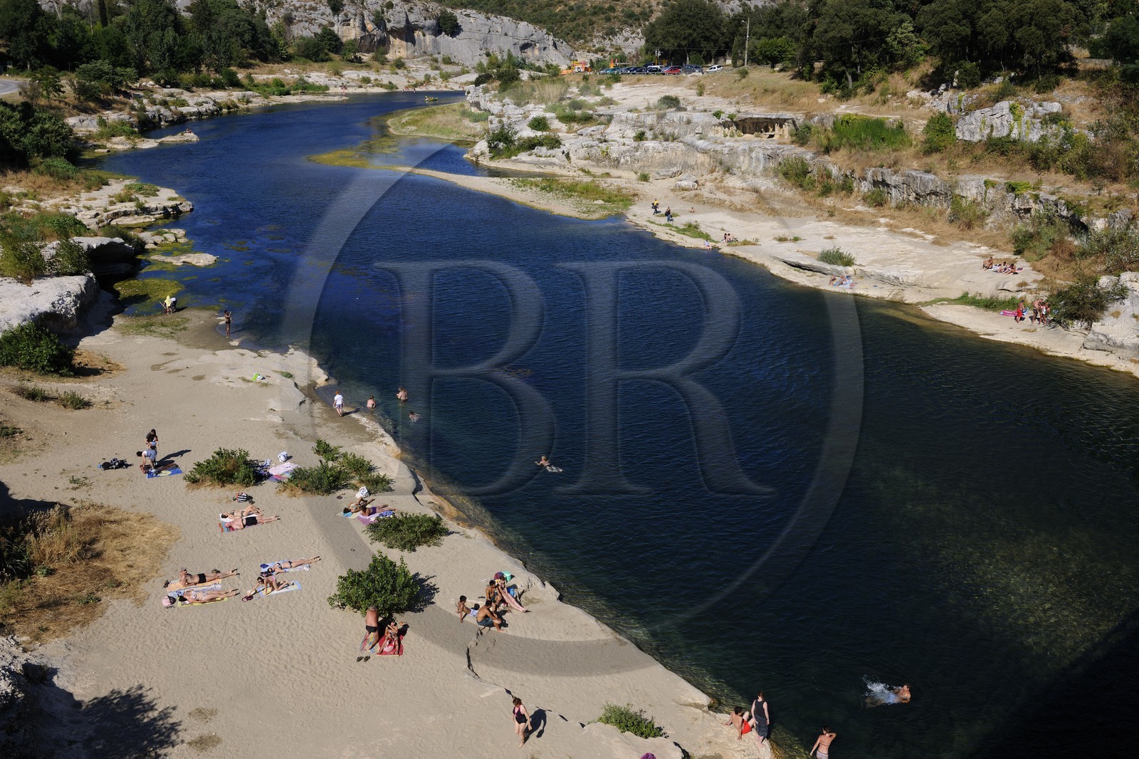 France, Gard (30), région du Pays d'Uzège, la rivière Gardon à Collias