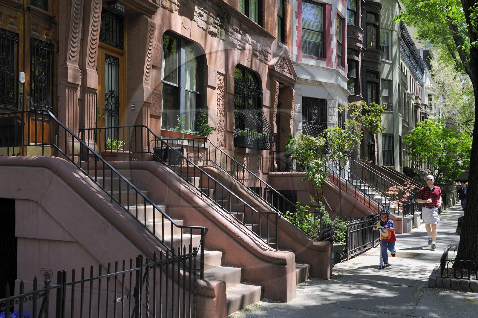 Etats-Unis, New York, Manhattan, Upper West side, maisons brownstone de briques rouges