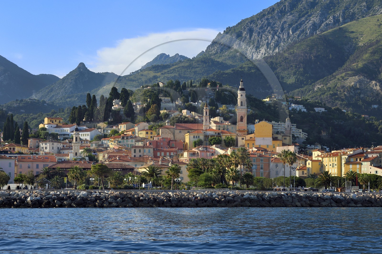 France, Alpes-Maritimes, Menton, old town dominated by the St Michel Basilica