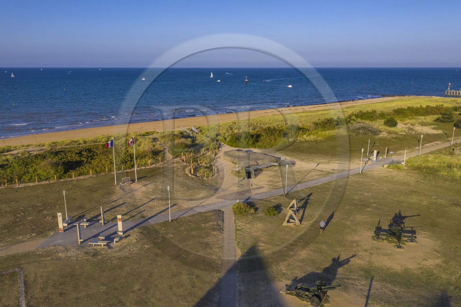 France, Calvados, Courseulles sur Mer, Juno Beach Centre, museum dedicated to Canada's role during the Second World War (aerial view)