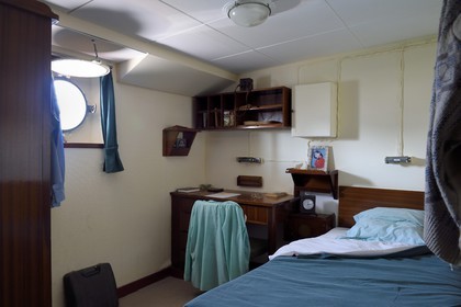 France, Charente-Maritime, La Rochelle, the Basin of the great yachts, Maritime Museum, the Frigate France I, officers deck, a cabin