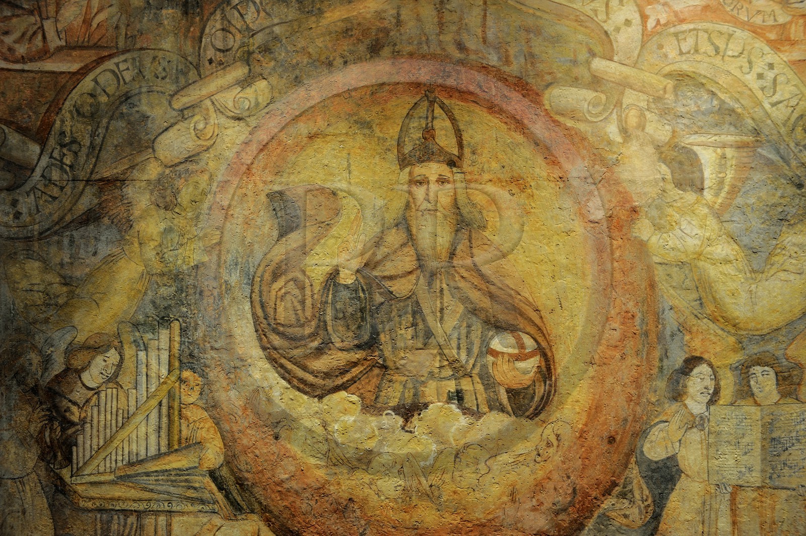 Portugal, région du Minho, Guimaraes, ville classée Patrimoine Mondial de l' UNESCO, musee Alberto Sampaio dans l'ancien couvent de Nossa Senhora Da Oliveira, Le père Eternel donnant sa bénédiction de 1530