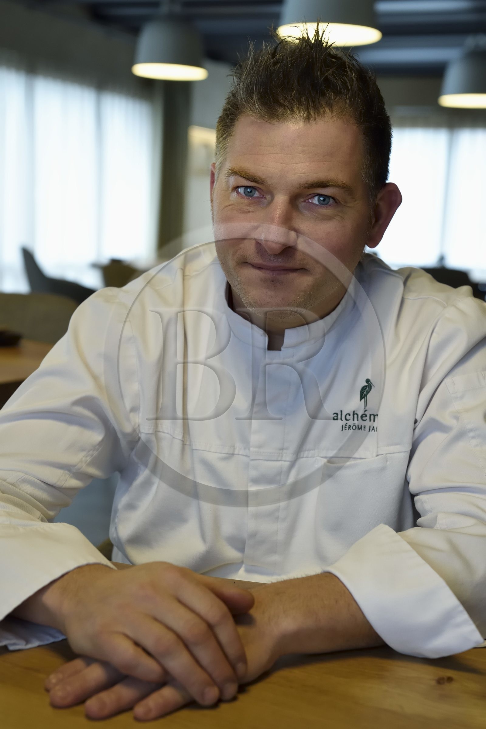 France, Haut-Rhin (68), Kaysersberg, Jerome Jaegle, chef du restaurant Alchémille