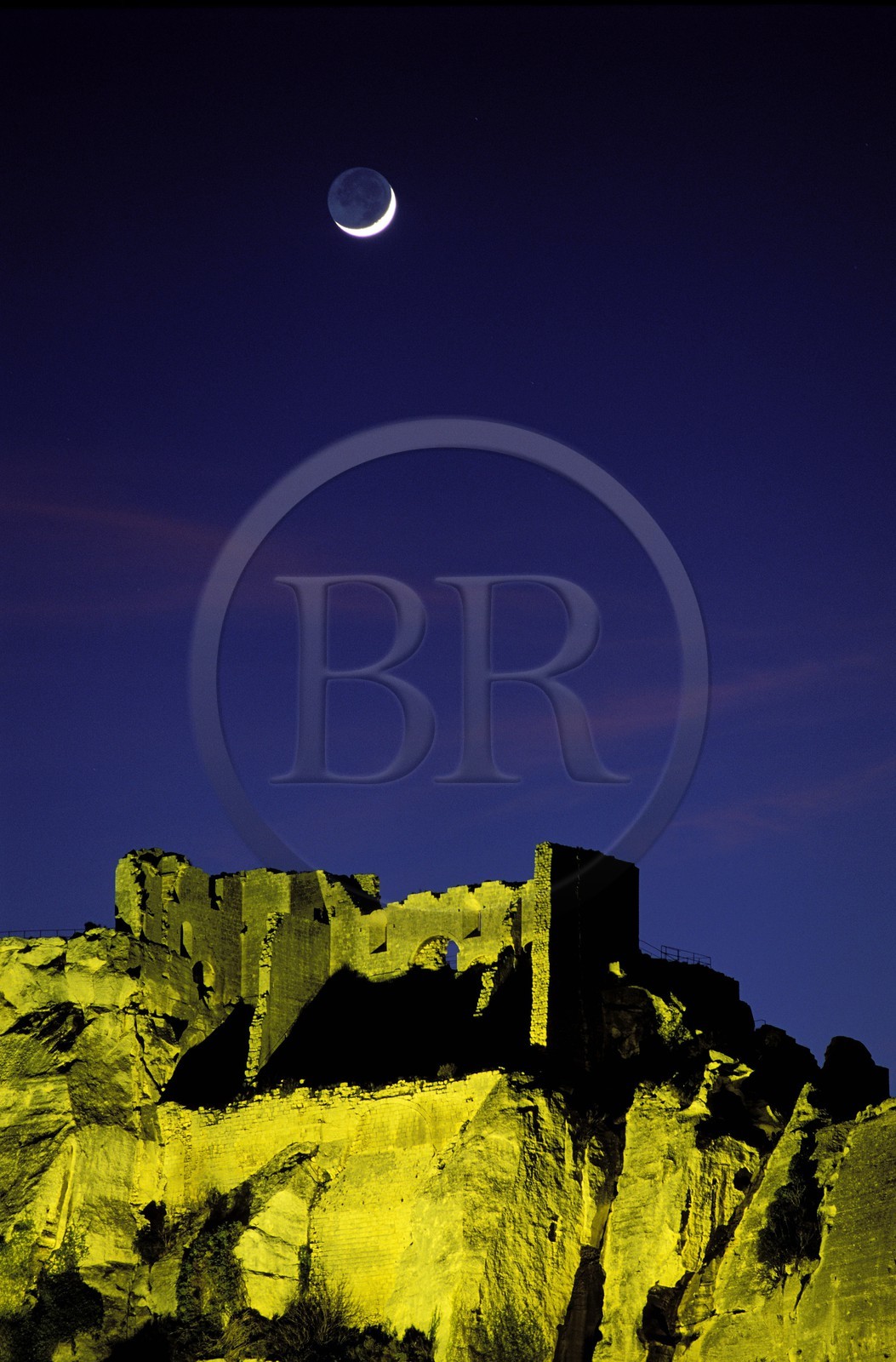 France, Bouches du Rhone, Les Baux de Provence village, labelled Les Plus Beaux Villages de France (The Most Beautiful Villages of France), ruins of castle and donjon