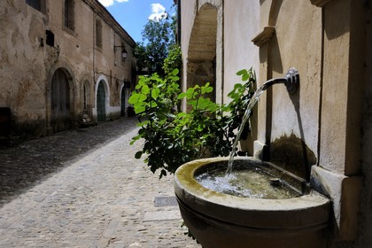 France, Herault, Villeneuvette, former Royal factory, the main street and its 17th century buildings