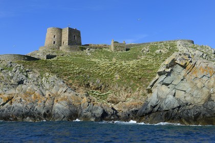 France, Cotes-d'Armor, Perros-Guirec, Sept-Iles Archipelago and bird sanctuary, Ile aux Moines, former fort