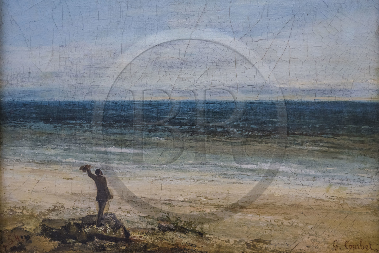 France, Hérault (34), Montpellier, centre historique, musée Fabre, Le bord de mer à Palavas (1854) du peintre Gustave Courbet (détail)