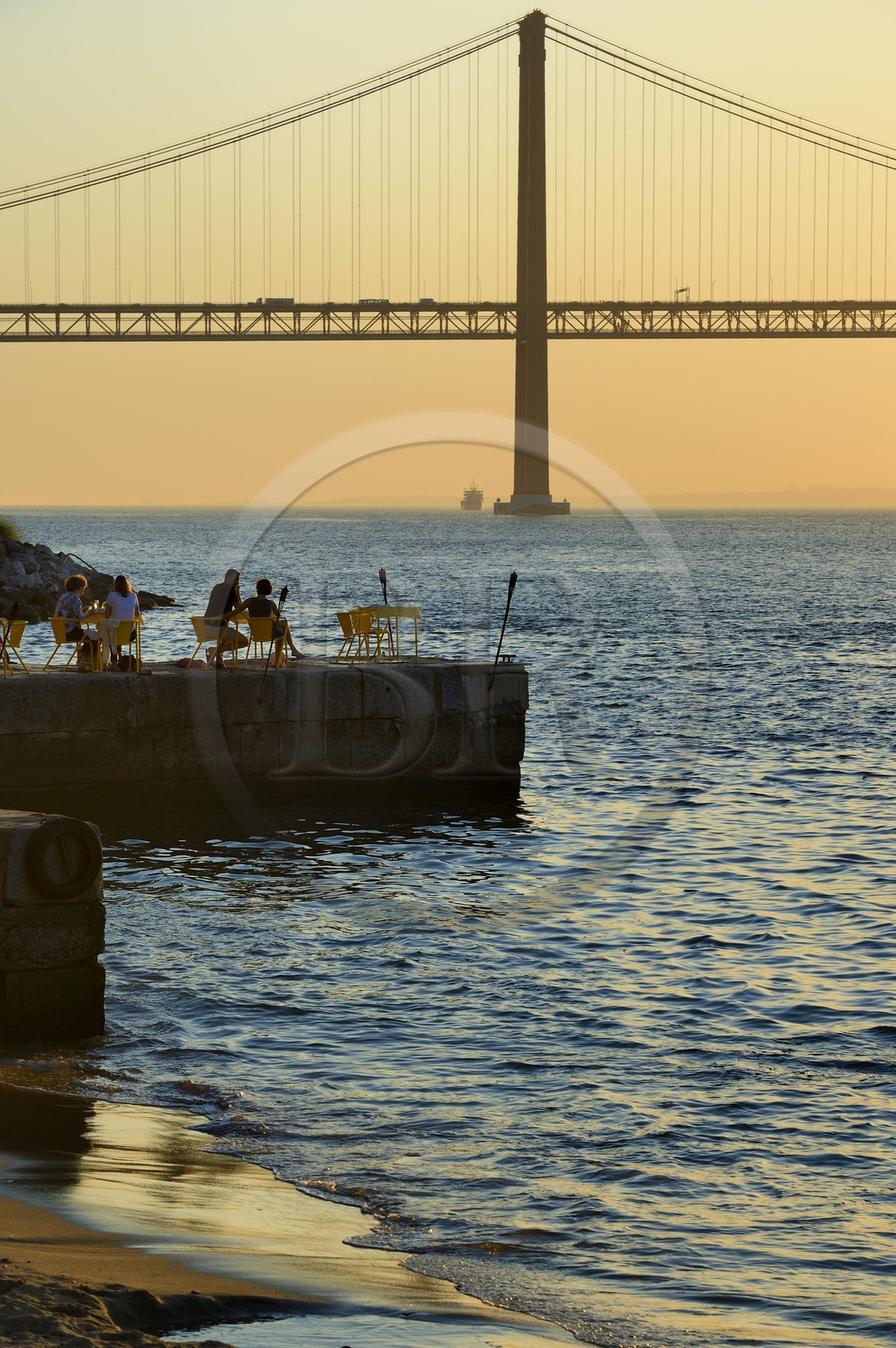 Portugal, Lisbon region, municipality of Almada located on Southern bank of Tagus river at Ponto Final, 25 de Abril bridge